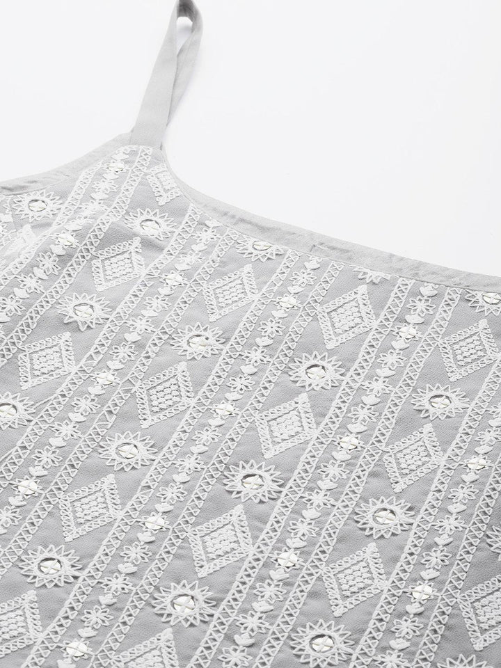 Grey Embroidered Georgette Suit Set