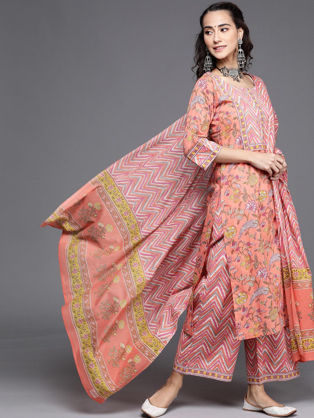 Multicoloured Printed Cotton Suit Set - ShopLibas