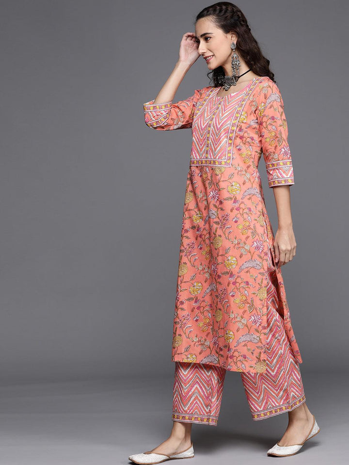 Multicoloured Printed Cotton Suit Set