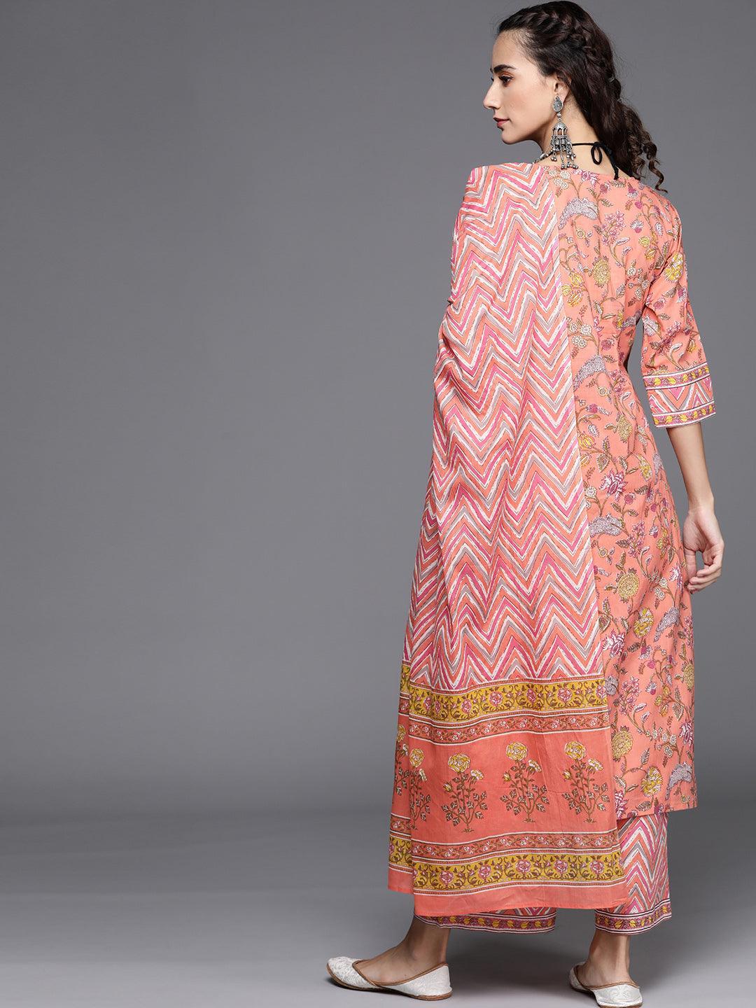 Multicoloured Printed Cotton Suit Set - ShopLibas