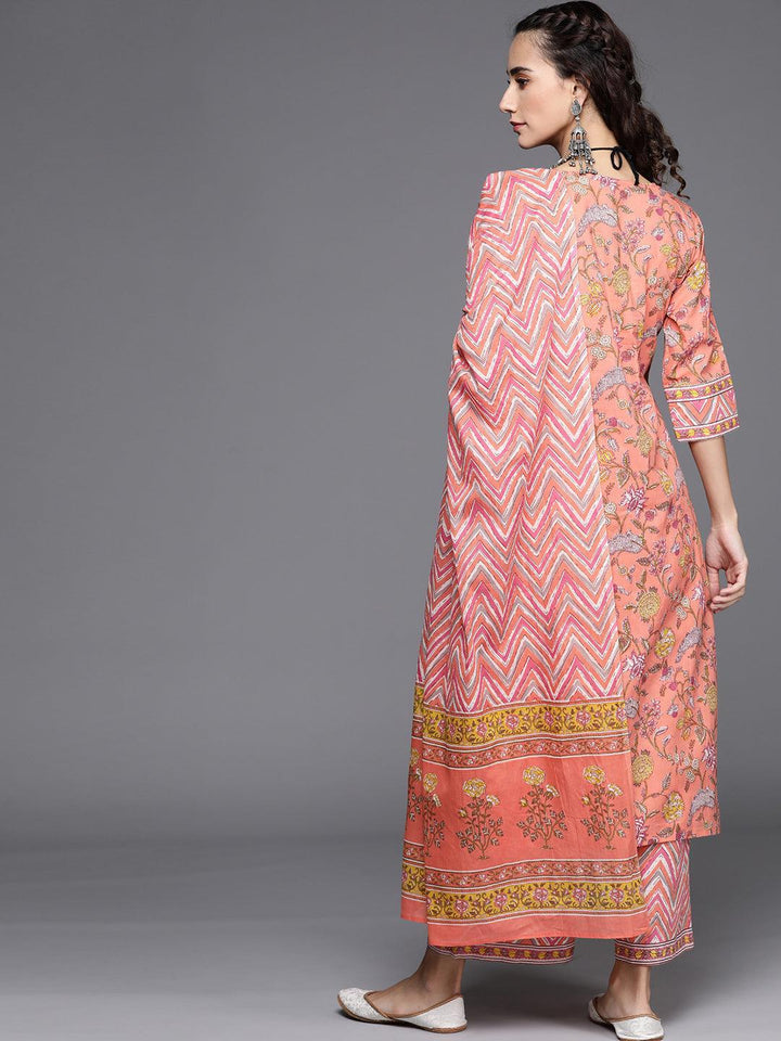Multicoloured Printed Cotton Suit Set