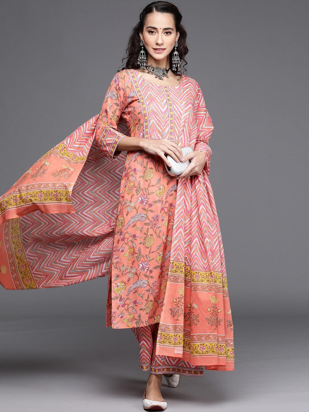 Multicoloured Printed Cotton Suit Set - ShopLibas