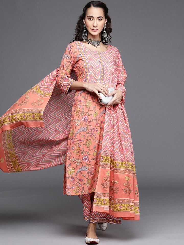 Multicoloured Printed Cotton Suit Set