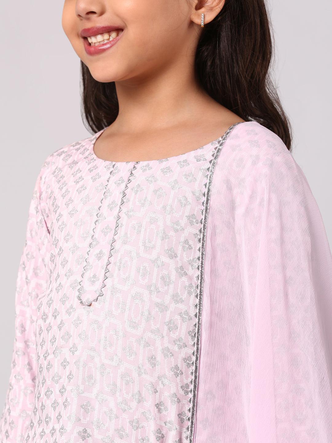 Pink Printed Cotton Suit Set - ShopLibas