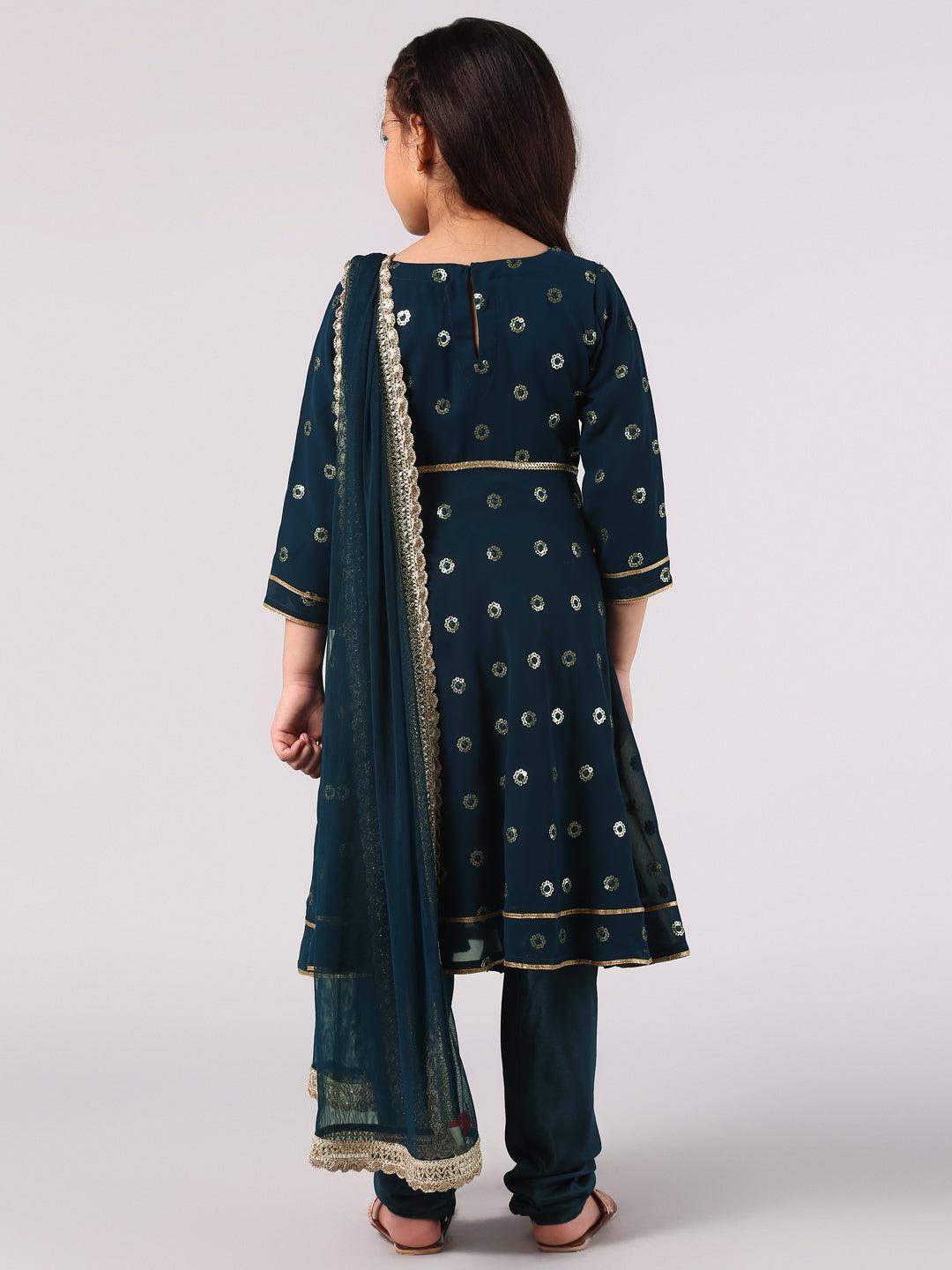 Blue Embroidered Georgette Suit Set - ShopLibas