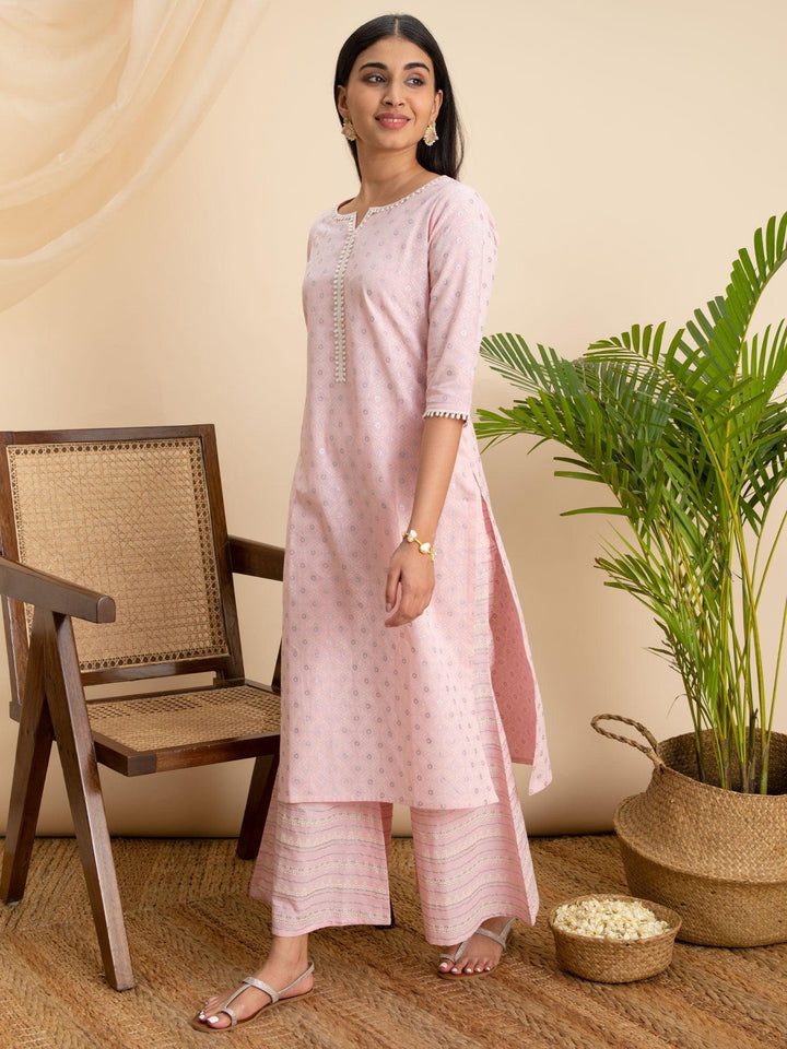 Pink Printed Cotton Kurta