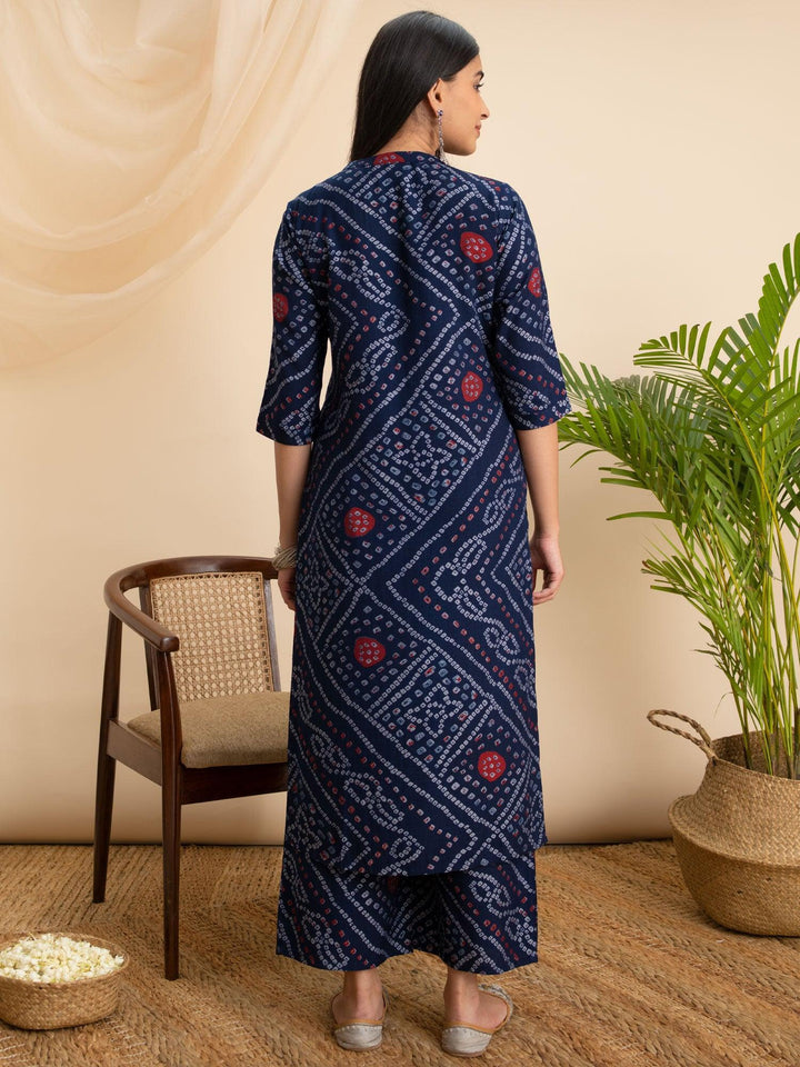 Blue Printed Rayon Kurta