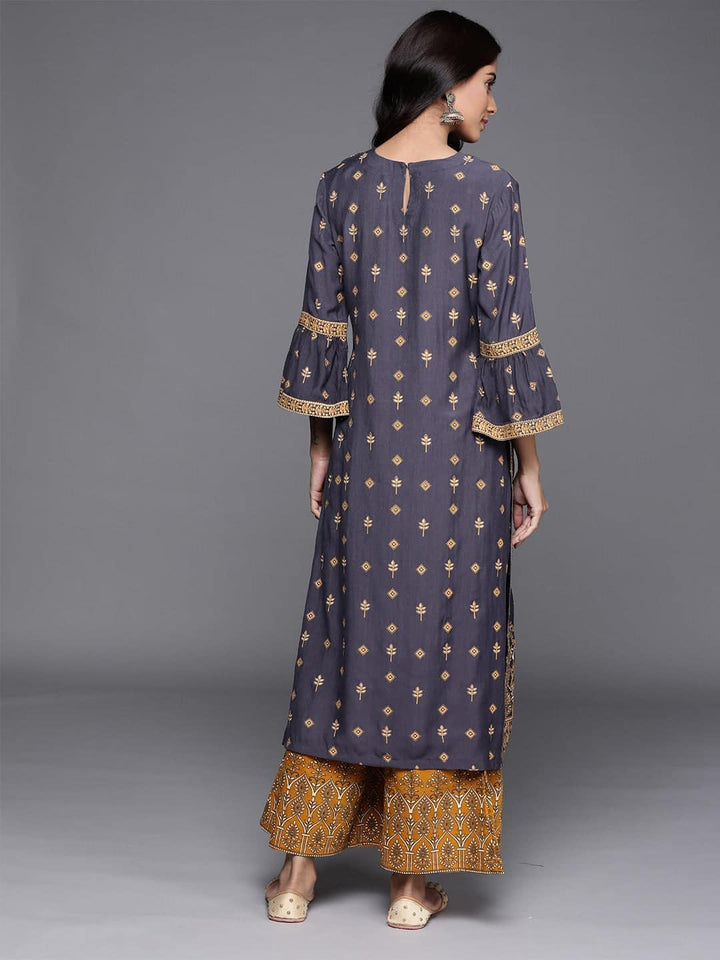 Blue Printed Chanderi Silk Kurta