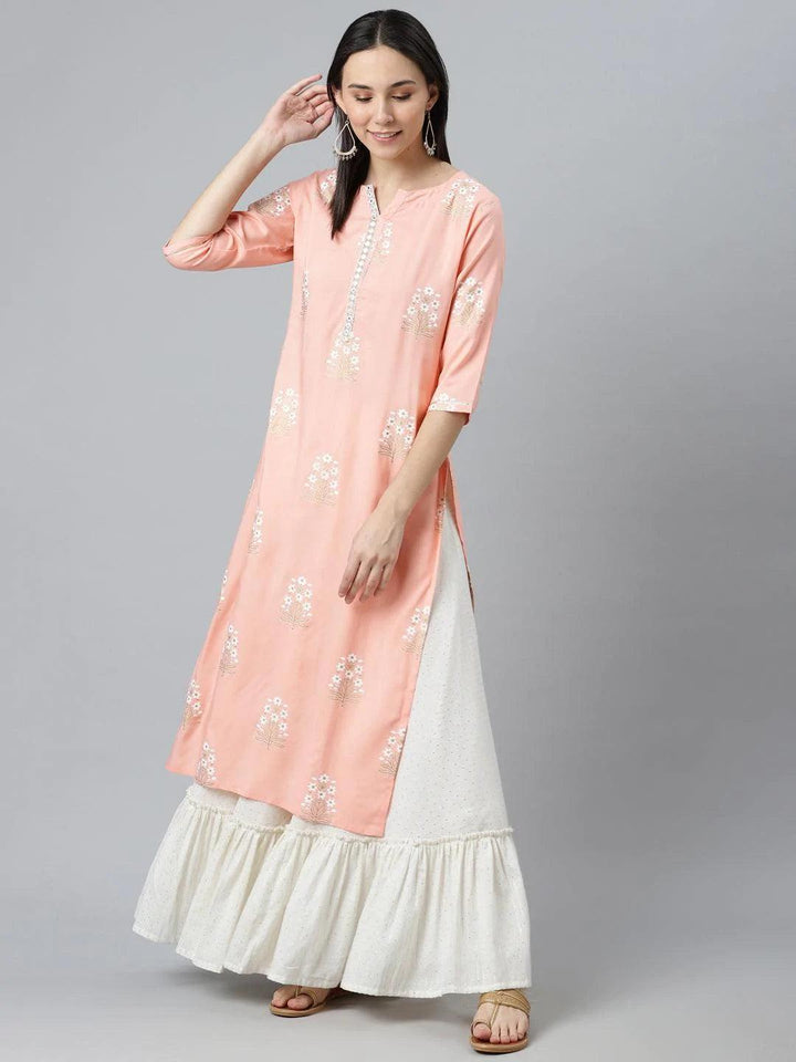 Pink Striped Rayon Kurta