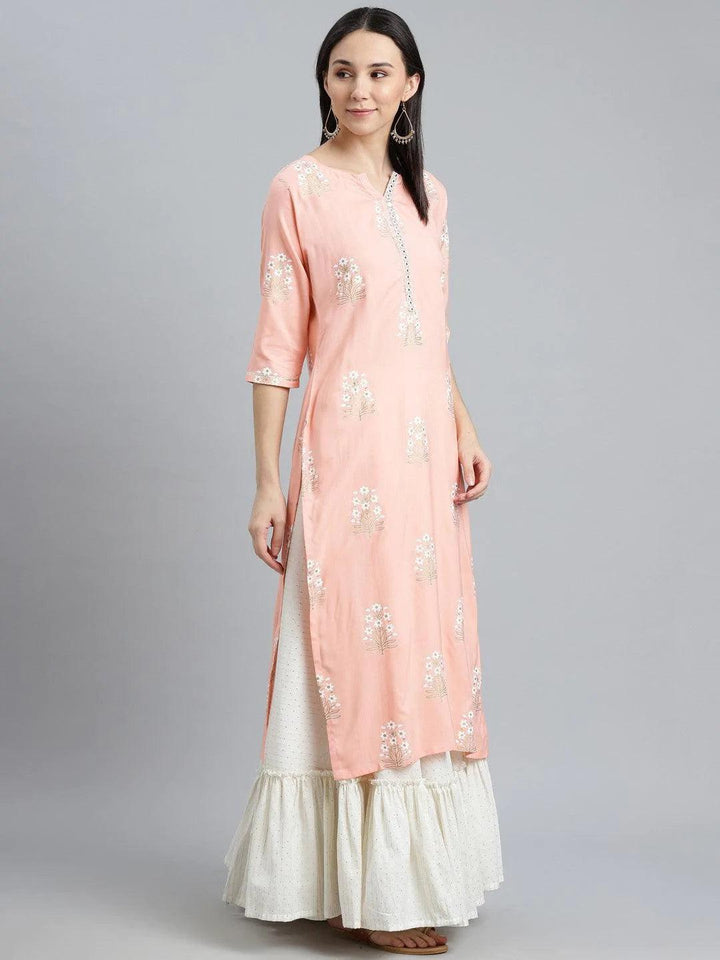 Pink Striped Rayon Kurta