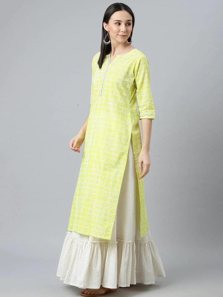 Green Printed Cotton Kurta