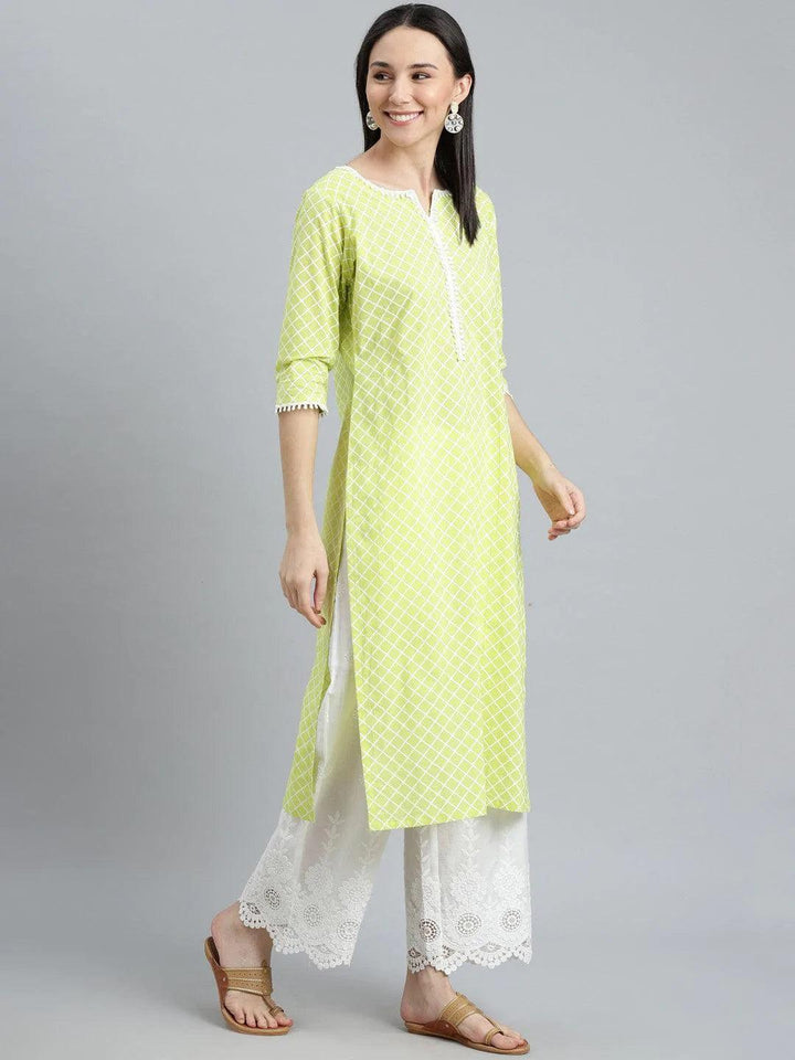 Green Printed Cotton Kurta