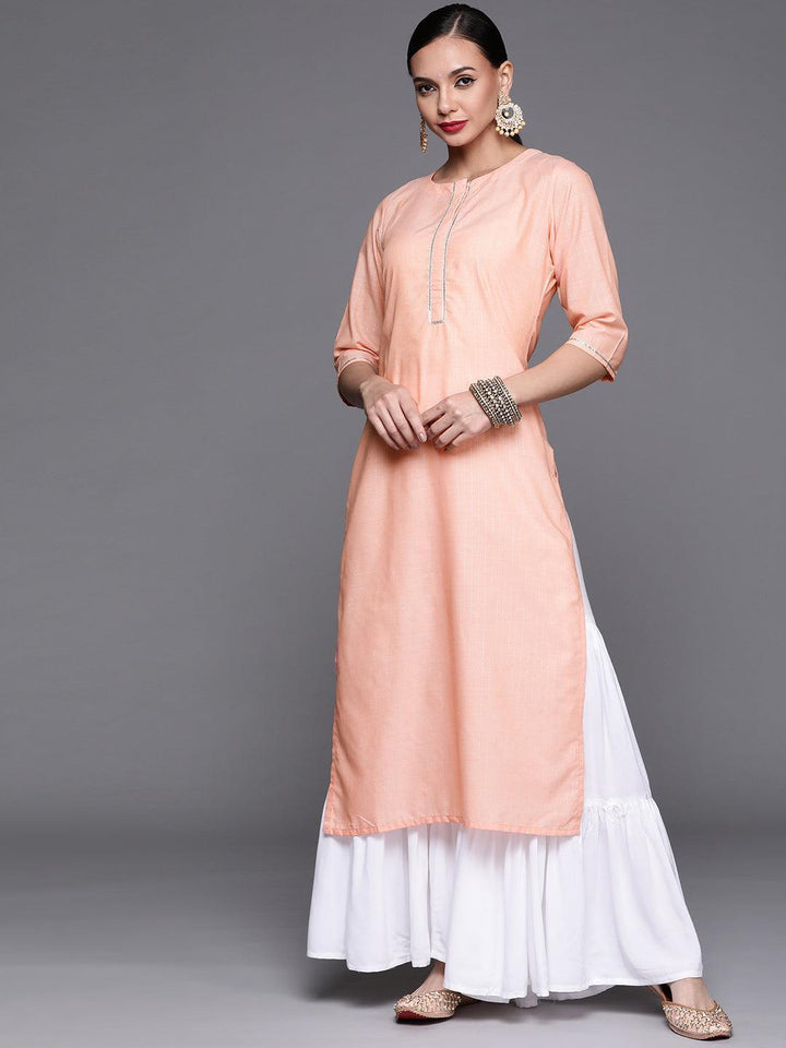 Pink Solid Cotton Kurta
