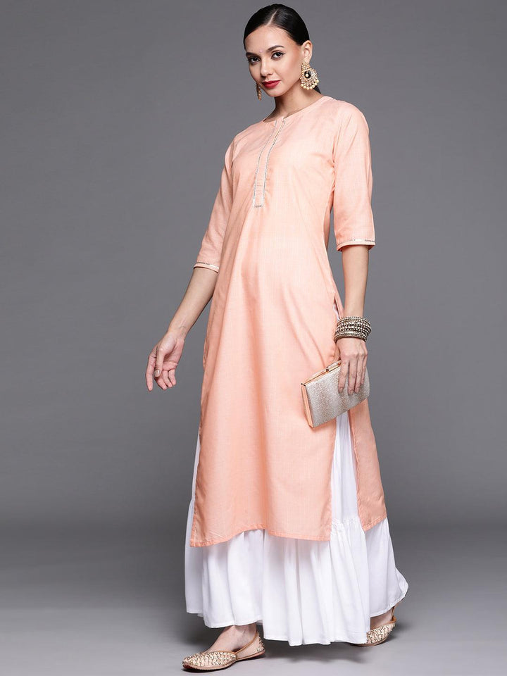 Pink Solid Cotton Kurta