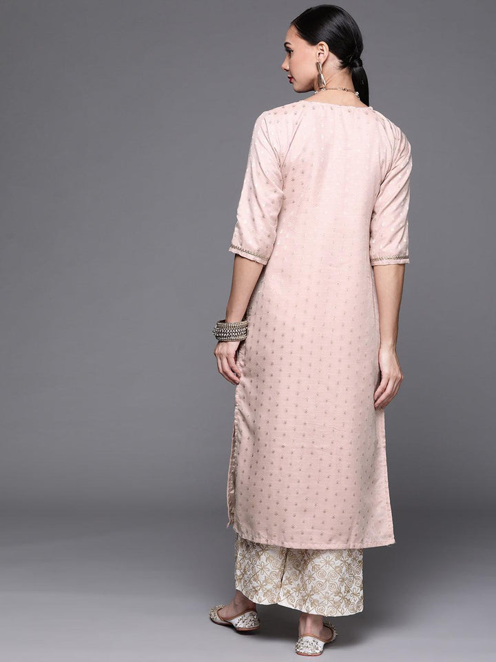 Pink Woven Design Chanderi Silk Kurta