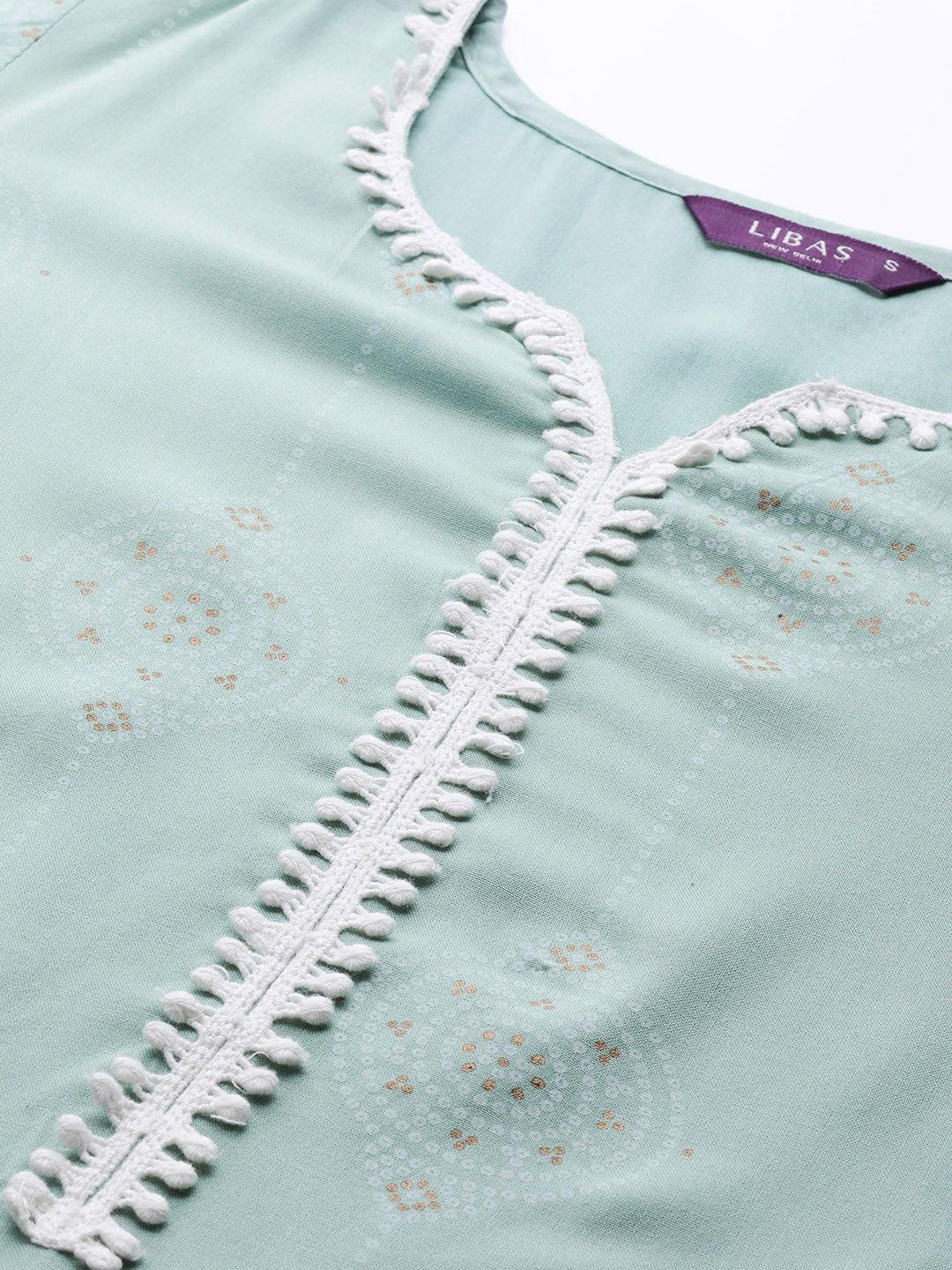 Blue Printed Viscose Rayon Kurta - ShopLibas