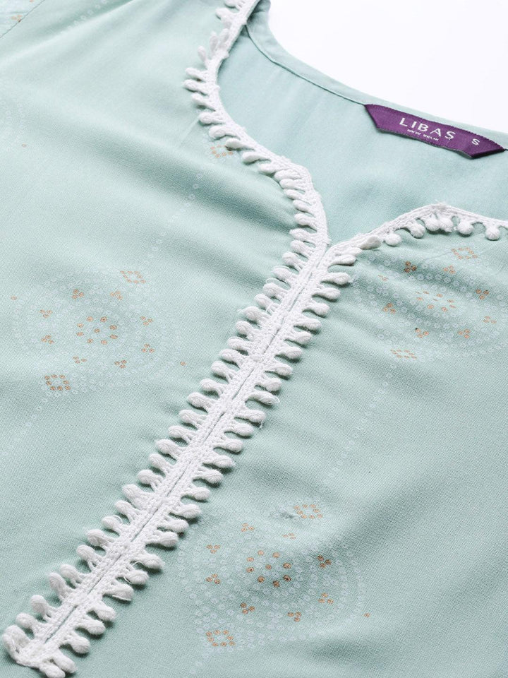 Blue Printed Viscose Rayon Kurta