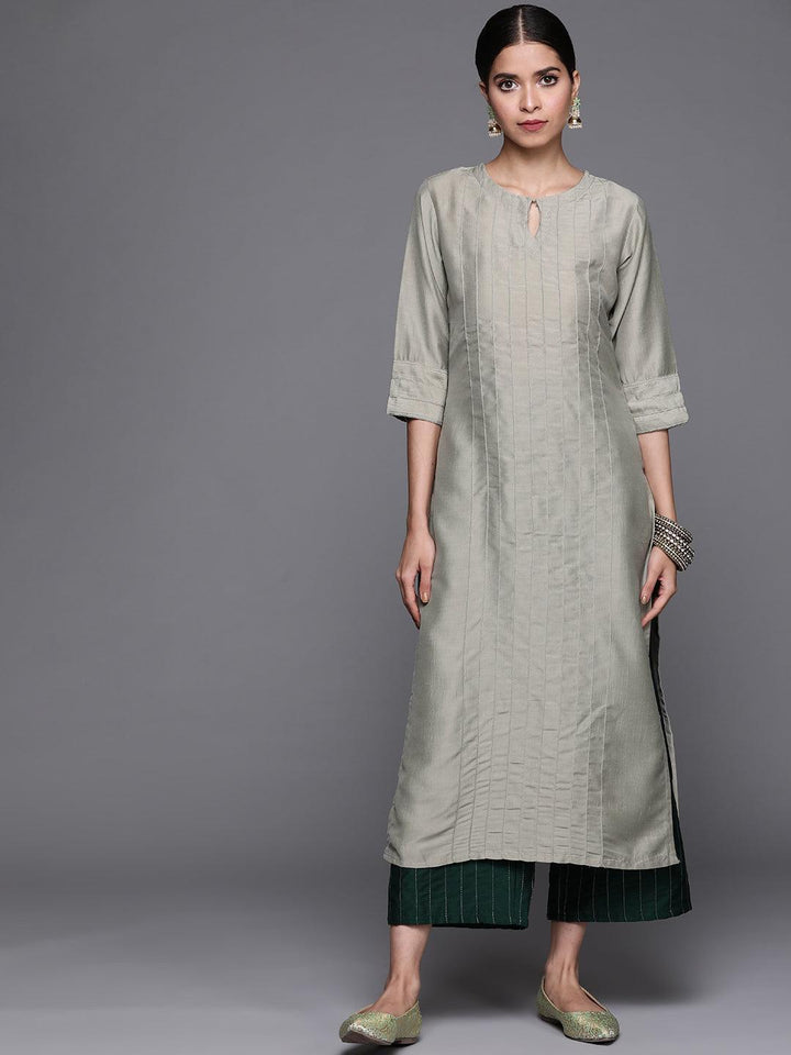 Green Solid Chanderi Silk Kurta