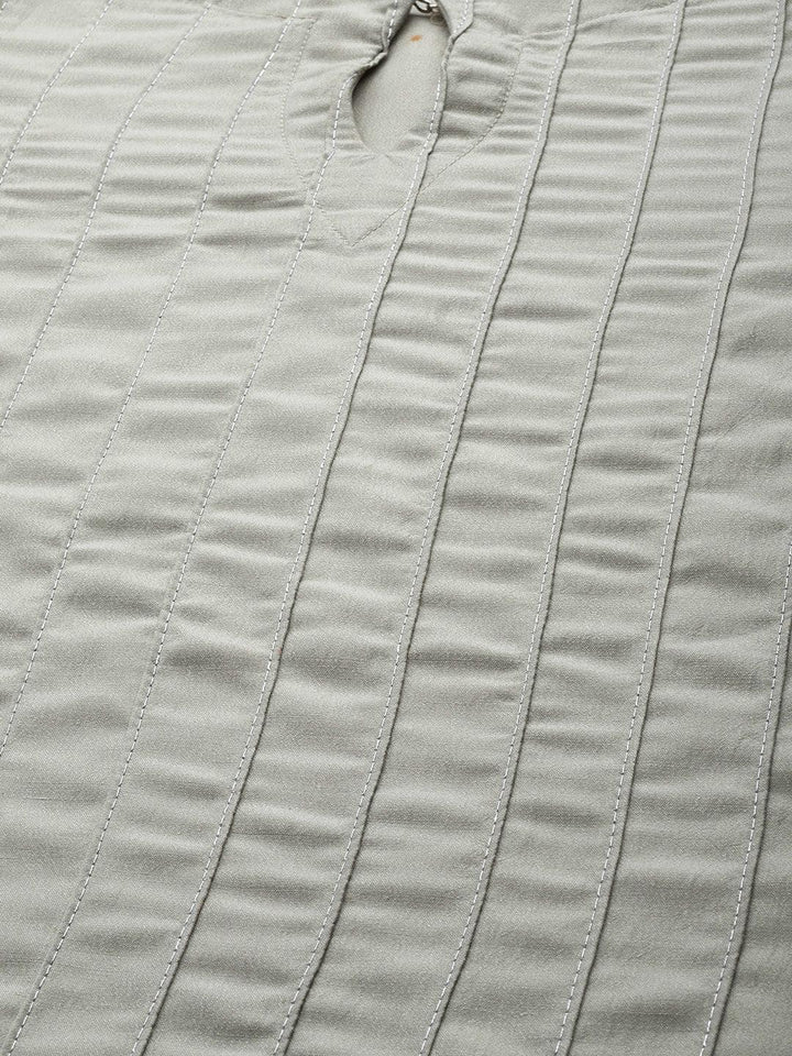 Green Solid Chanderi Silk Kurta