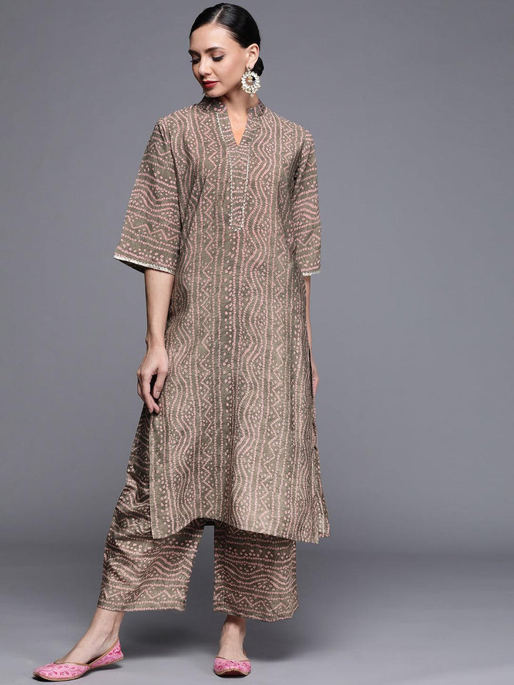 Brown Printed Chanderi Silk Kurta