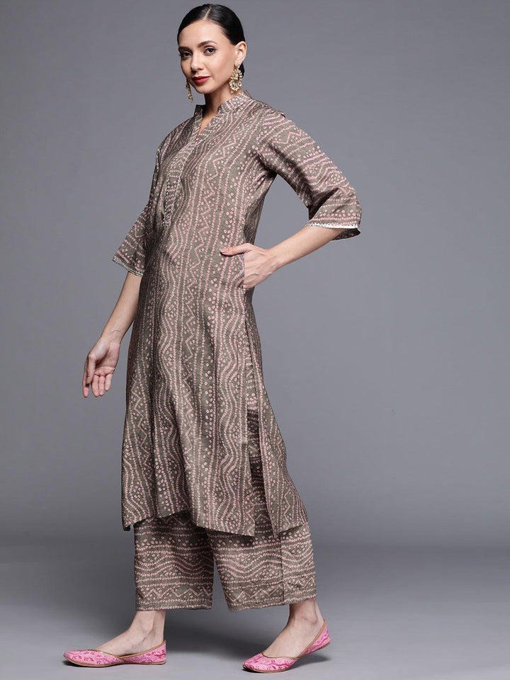 Brown Printed Chanderi Silk Kurta