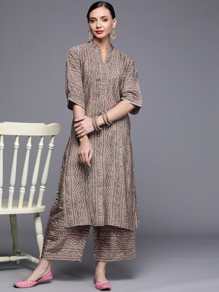 Brown Printed Chanderi Silk Kurta