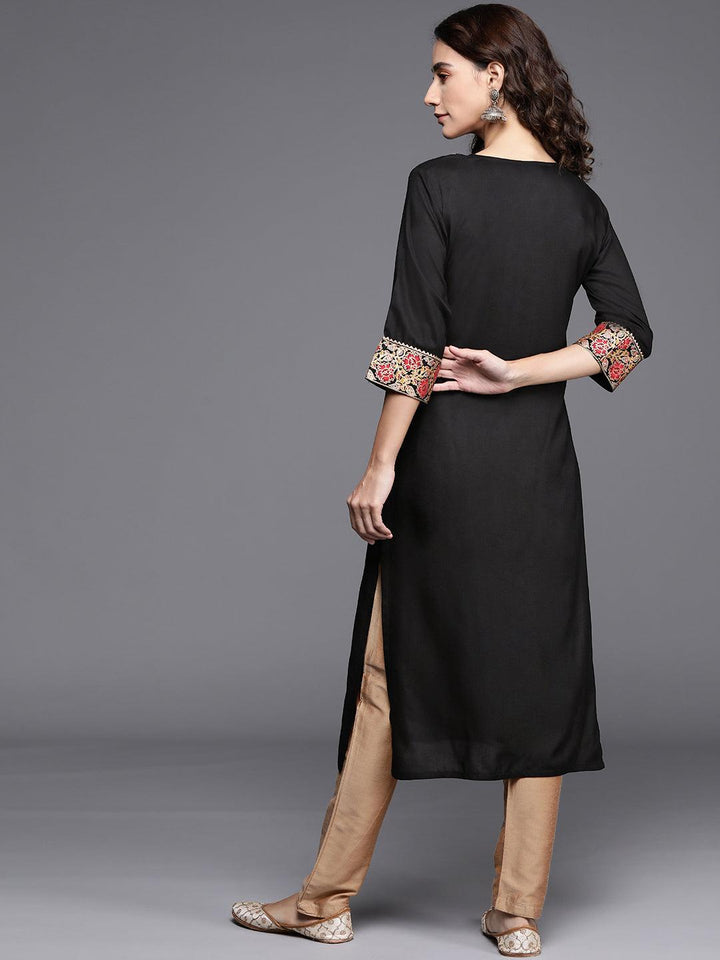 Black Printed Rayon Kurta