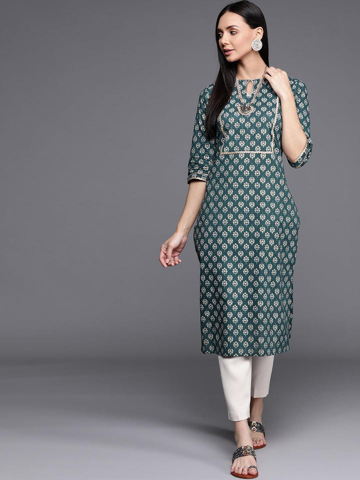 Blue Printed Cotton Kurta