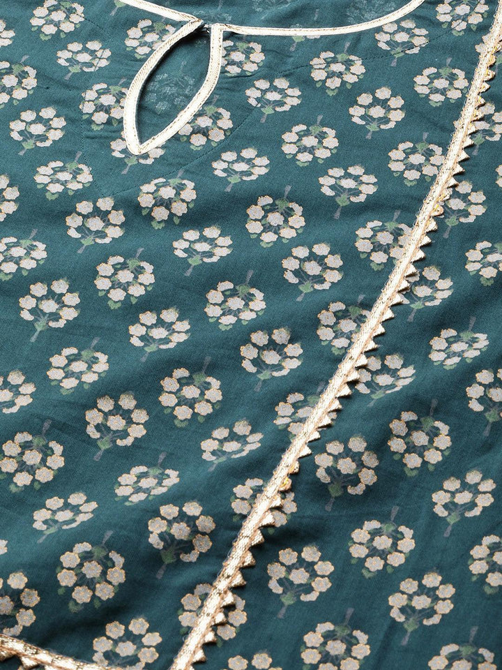 Blue Printed Cotton Kurta