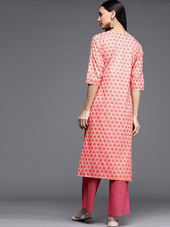 Pink Printed Cotton Kurta