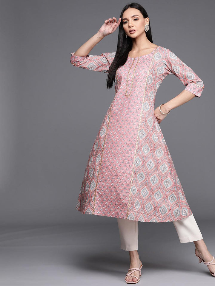 Pink Printed Cotton Kurta