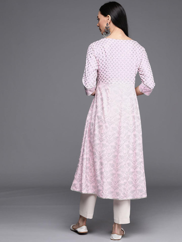 Pink Printed Cotton Kurta