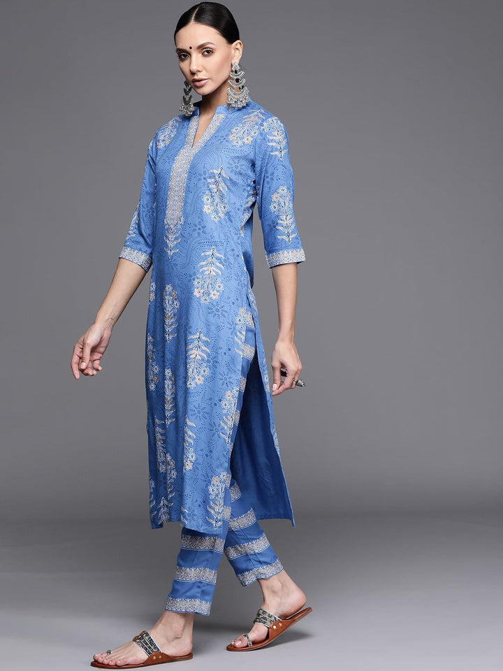 Blue Printed Rayon Kurta