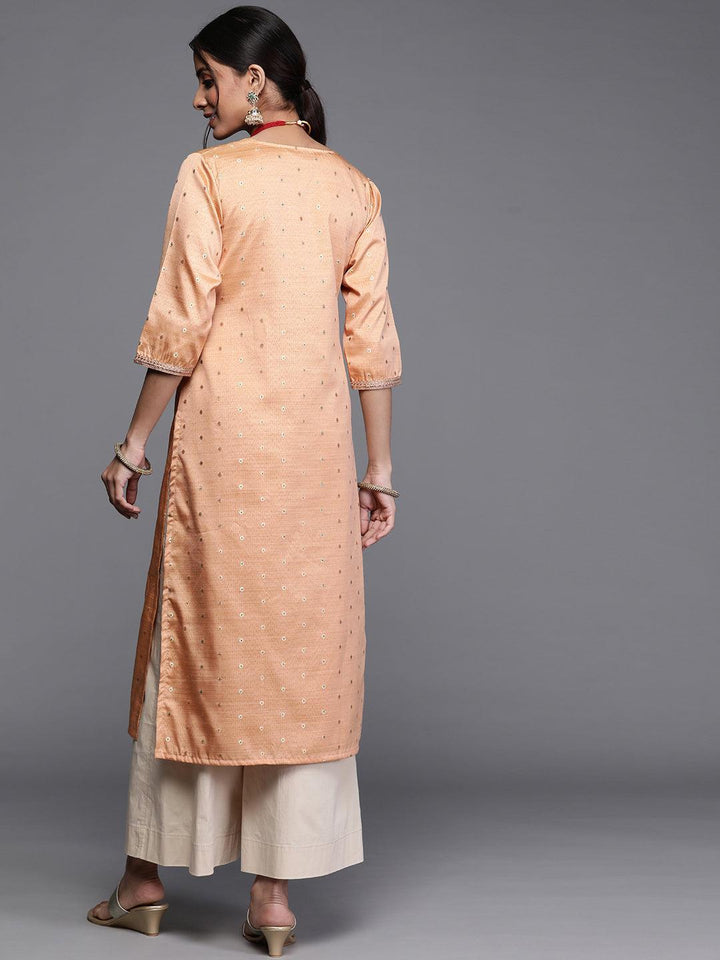 Beige Woven Design Chanderi Silk Kurta