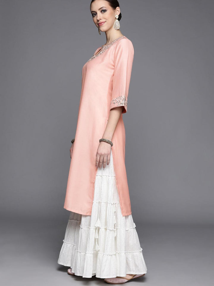 Pink Yoke Design Chanderi Silk Kurta