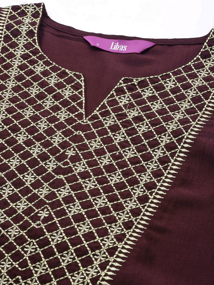 Purple Printed Chanderi Silk Kurta