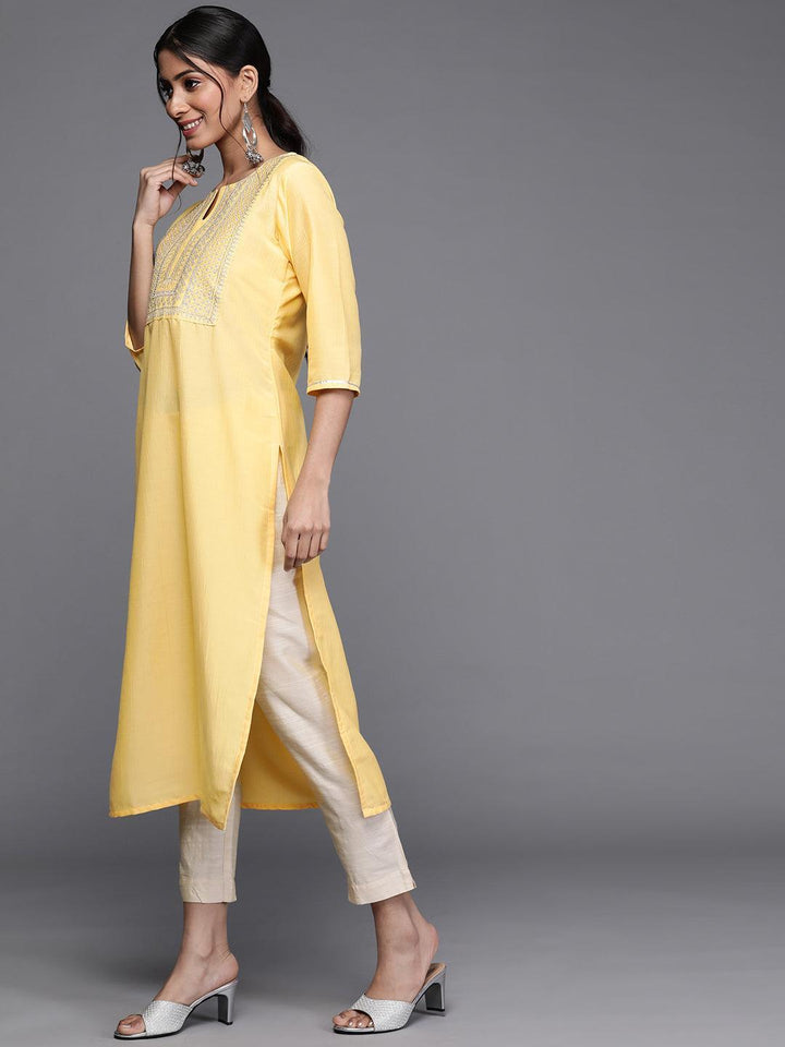 Yellow Striped Chanderi Silk Kurta
