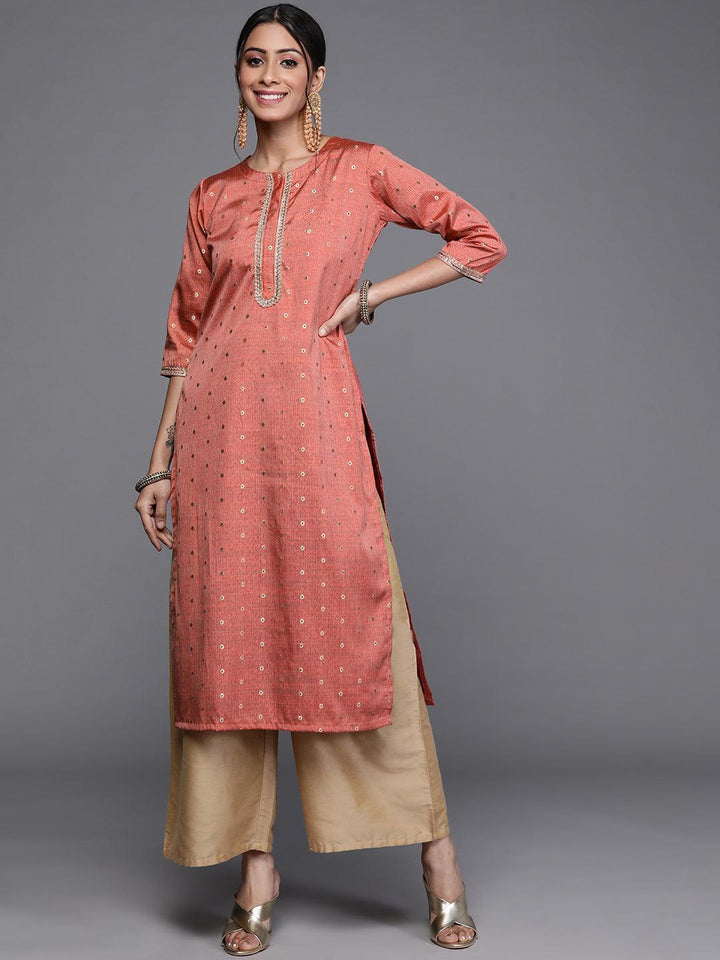 Coral Woven Design Chanderi Silk Kurta