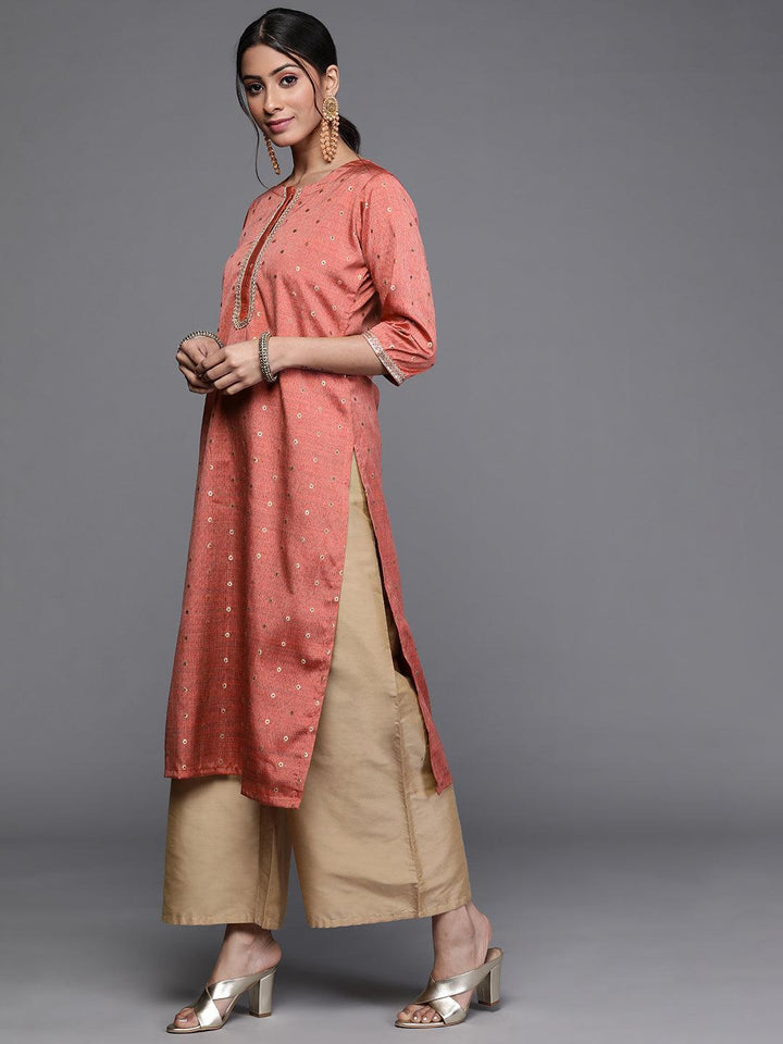 Coral Woven Design Chanderi Silk Kurta