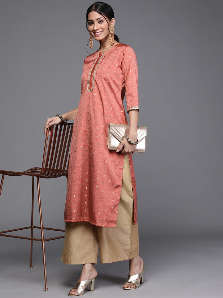 Coral Woven Design Chanderi Silk Kurta