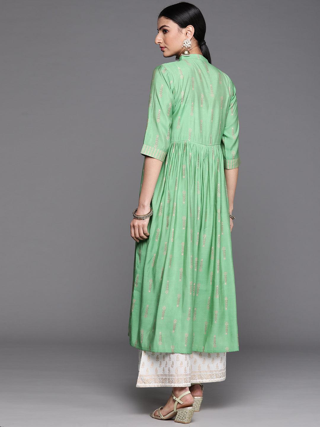 Green Yoke Design Chanderi Silk Kurta - ShopLibas