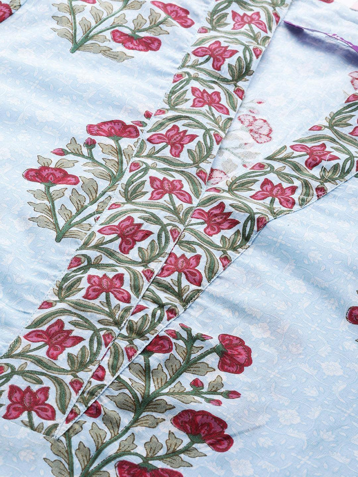 Blue Printed Cotton Kurta