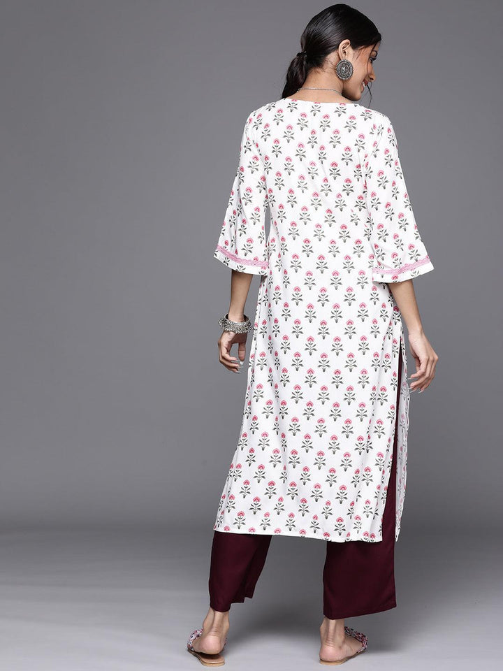 White Printed Cotton Kurta