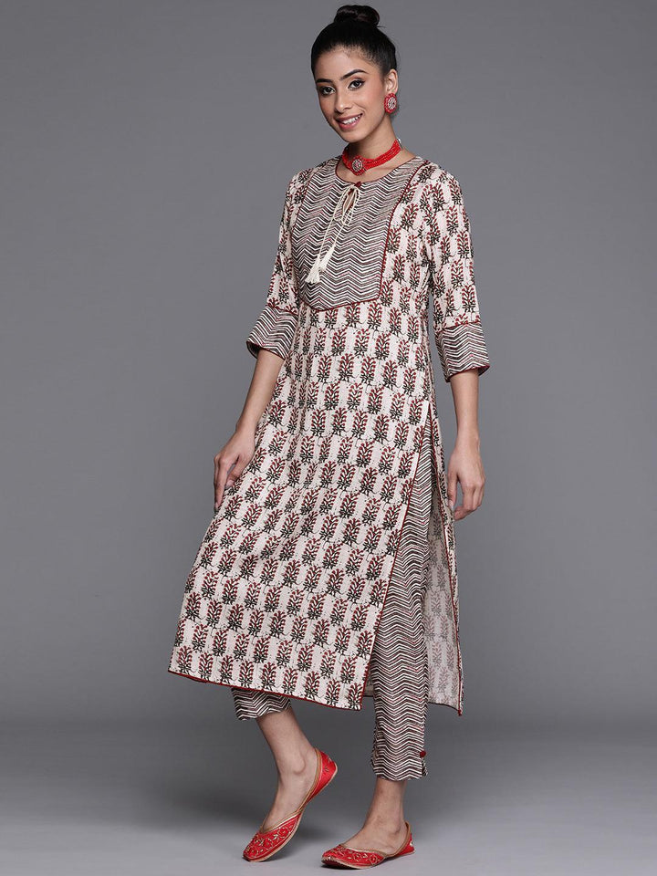 White Printed Cotton Kurta