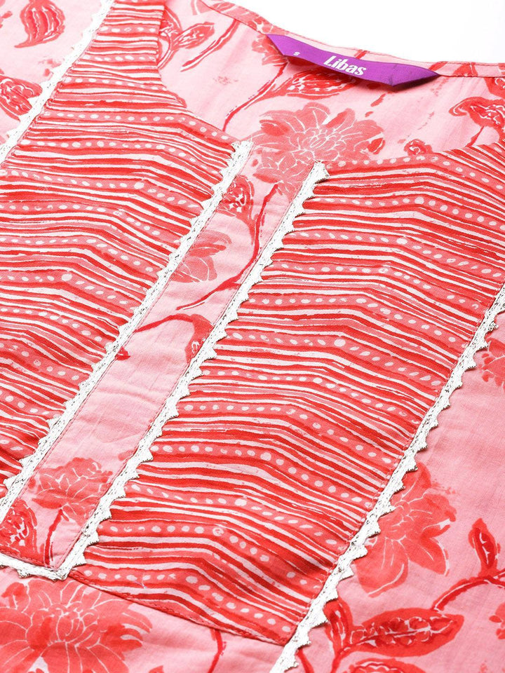 Pink Printed Cotton Kurta