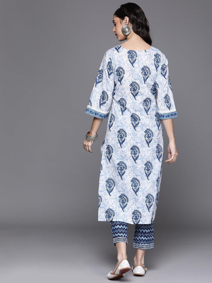 White Printed Cotton Kurta
