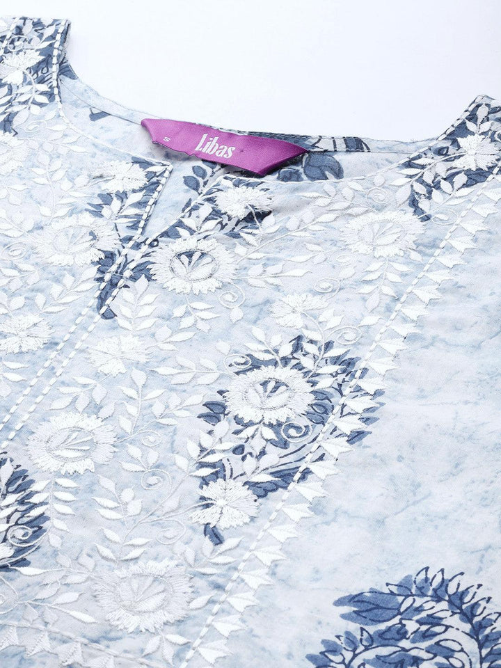 White Printed Cotton Kurta