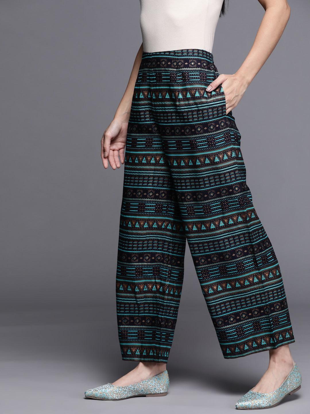 Multicoloured Printed Rayon Palazzos - ShopLibas