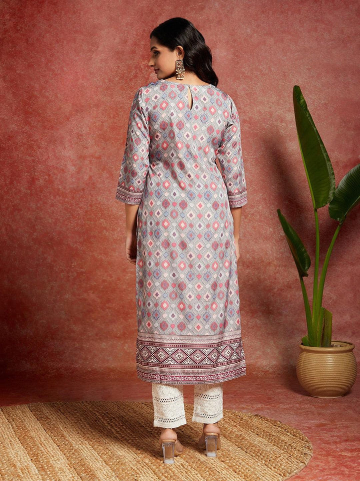 Green Printed Crepe Straight Kurta