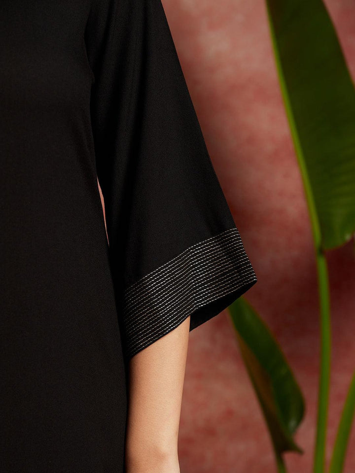 Black Solid Rayon Straight Kurta